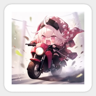 Chibi girl ride motorcycles Sticker